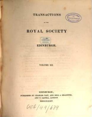 Transactions of the Royal Society of Edinburgh. 12. 1834