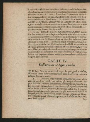 Caput IV. Differentias ac Signa exhibet.