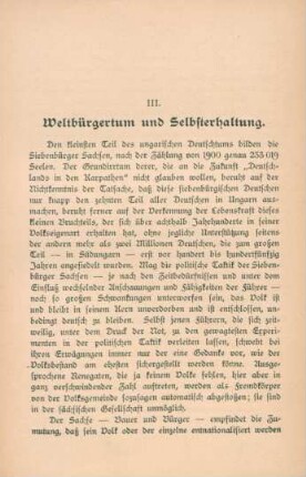 III. Weltbürgertum und Selbsterhaltung