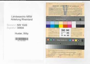 Entnazifizierung Willy Huster , geb. 04.03.1894 (Schneidermeister)