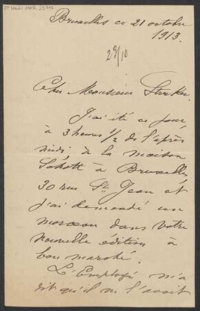 Brief an Ludwig Strecker (senior), an Ludwig Strecker und B. Schott's Söhne : 21.10.1913
