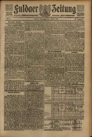 Zweite Ausgabe vom Donnerstag, den 01. April 1909.
