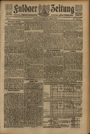 Zweite Ausgabe vom Donnerstag, den 01. April 1909.