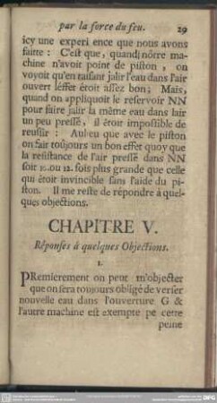 Chapitre V. Rêponses á quelques Objections