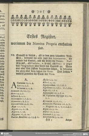Erstes Register, worinnen die Nomina Propria enthalten sind