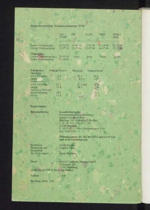 Semestertermine Sommersemester 1996