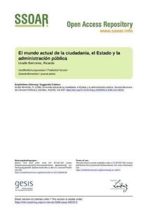 El mundo actual de la ciudadanía, el Estado y la administración pública