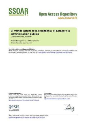 El mundo actual de la ciudadanía, el Estado y la administración pública