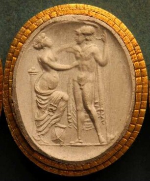 Venus (Aphrodite) und Mars (Ares) liebkosen einander (Daktyliothek, Supplement)