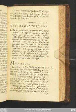 Lettre Quatorzieme.