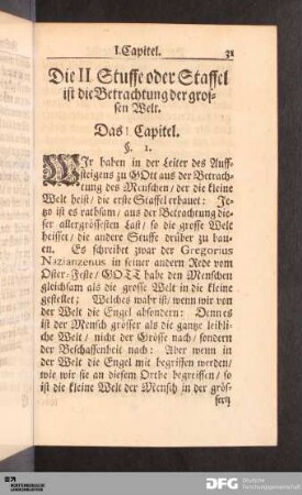 Die II. Stuffe oder Staffel ist die Betrachtung der grossen Welt.