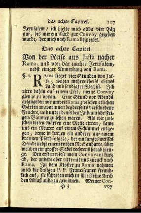 Das achte Capitel. Von der Reise aus Jaffa nacher Rama, und von dar nacher Jerusalem, nebst einiger Anmerkung von Rama.