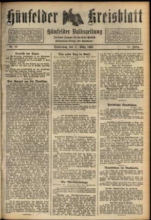 Ausgabe vom Donnerstag, den 11. März 1926.