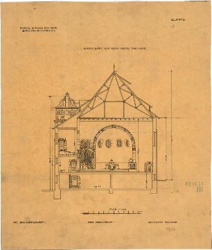 Fischer, Theodor; Stuttgart; Erlöserkirche - Blick gegen den Chor (Querschnitt)