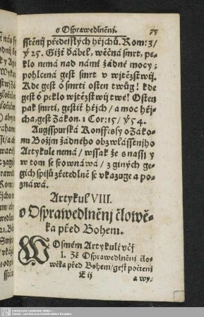 Artykul VIII. o Osprawedlnenj cloweka pred Bohem