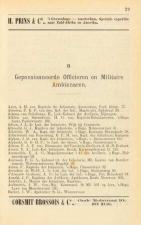 B. Gepensionneerde officieren en militaire ambtenaren