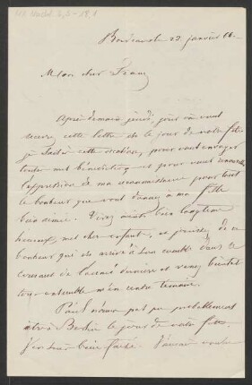 Brief an Franz von Mendelssohn : 23.01.1866
