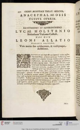 Anacephalæosis totivs Operis