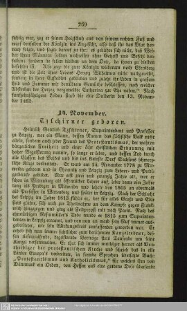 14. November. Tzschirner geboren