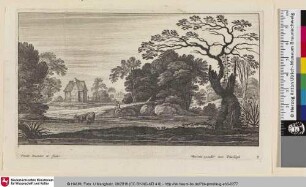 [Landschaft mit einem Hirten der mit seinen Rindern an einem Fluss rastet]