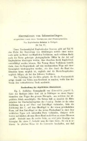 Aberrationen von Schmetterlingen. Abgebildet nach dem Verfahren der Photogravüre.