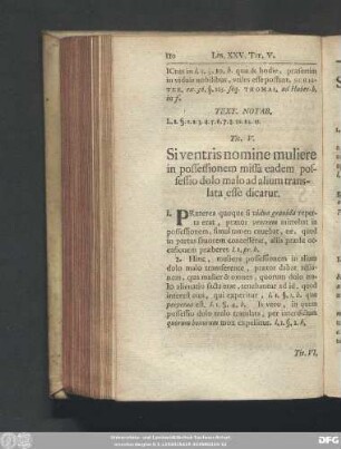 Tit. V. Si ventris nomine muliere in possessionem missa eadem possessio dolo malo ad alium translata esse dicatur.