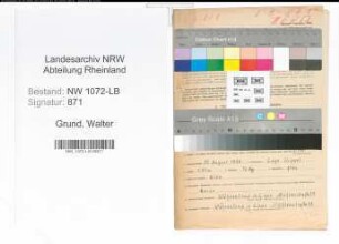 Entnazifizierung Walter Grund , geb. 30.08.1899 (Lagerist)