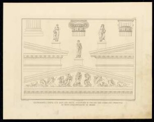 Schauspielhaus, Berlin: Details: Gesims, Säulen, Giebel (aus: Sammlung Architektonischer Entwürfe, Berlin 1858)