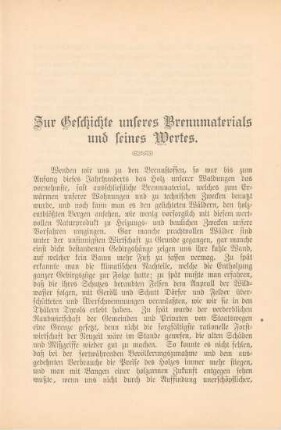 Zur Geschichte unseres Brennmaterials und seines Wertes