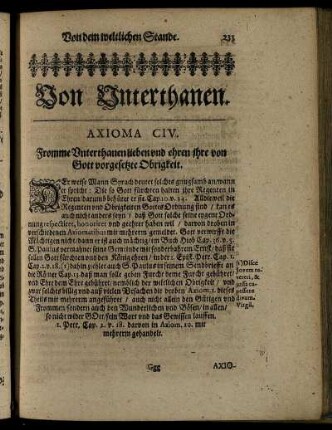 Von Unterthanen.