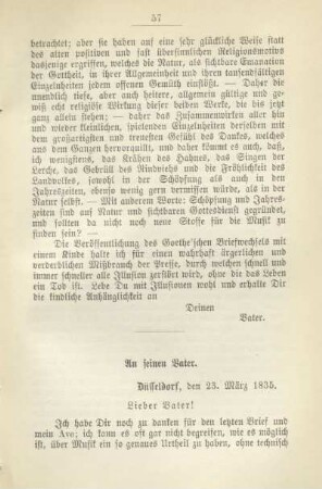 An seinen Vater. Düsseldorf, den 23. März 1835