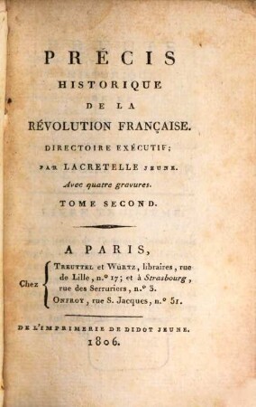 Précis Historique De La Revolution Française. Directoire Executif. 2 : Avec quatre gravures
