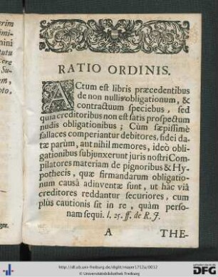 Ratio Ordinis.