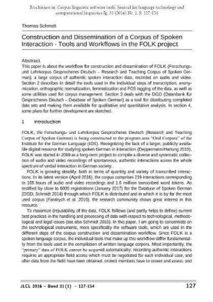 Construction and dissemination of a corpus of spoken interaction - tools and workflows in the FOLK project