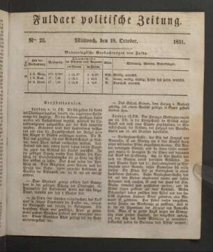 Mittwoch, den 19. October. 1831