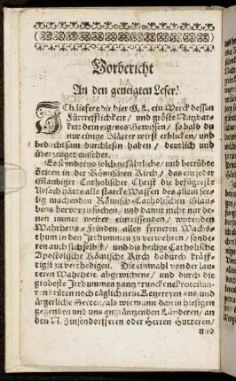 Vorbericht An den geneigten Leser.