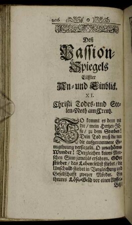 XI. Christi Todes- und Seelen-Noth am Creutz.