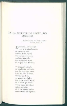 En la muerte de Leopoldo Lugones