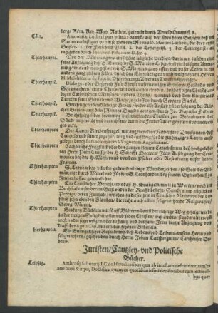 Juristen/ Cantzley- und Politische Bücher.