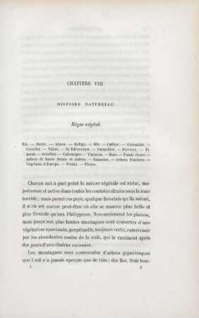 Chapitre VIII. Histoire naturelle. Règne végétal