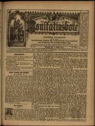 Erste Ausgabe vom Sonntag, den 03. August 1919.