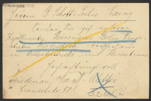 Brief an B. Schott's Söhne : 14.10.1901