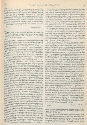 357-358 [Rezension] Thompson, James W., The beginnings of Christian philosophy