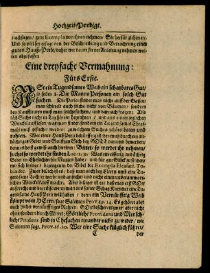Eine dreyfache Vermahnung: