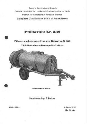 Pflanzenschutzmaschine der Baureihe S 050