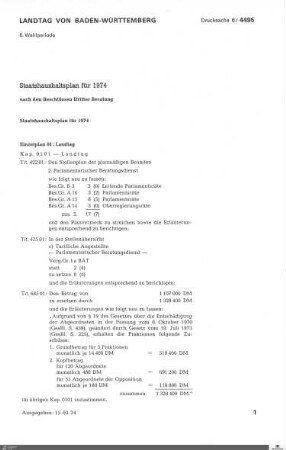 Staatshaushaltsplan 1974
