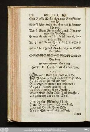 Bey dem unvermutheten Hingang Herrn D. Canzen in Tübingen. 1753.
