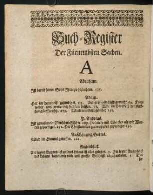 Such-Register Der Fürnembsten Sachen.