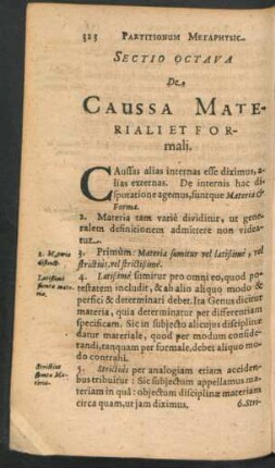 Sectio Octava. De Caussa Materiali Et Formali.