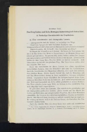Dritter Teil. Das Empfinden und Sich-Bewegen historiologisch betrachtet.